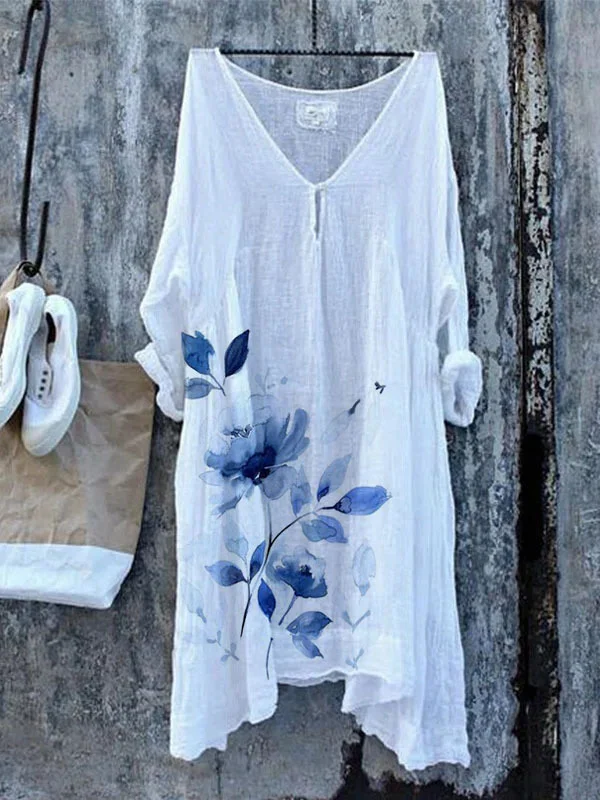 Casual cotton linen dress