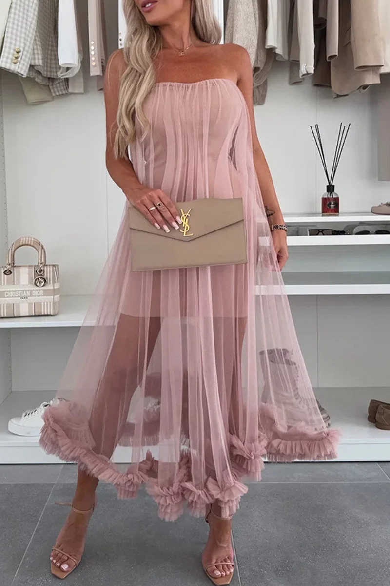 Mesh Strapless Mesh Dresses