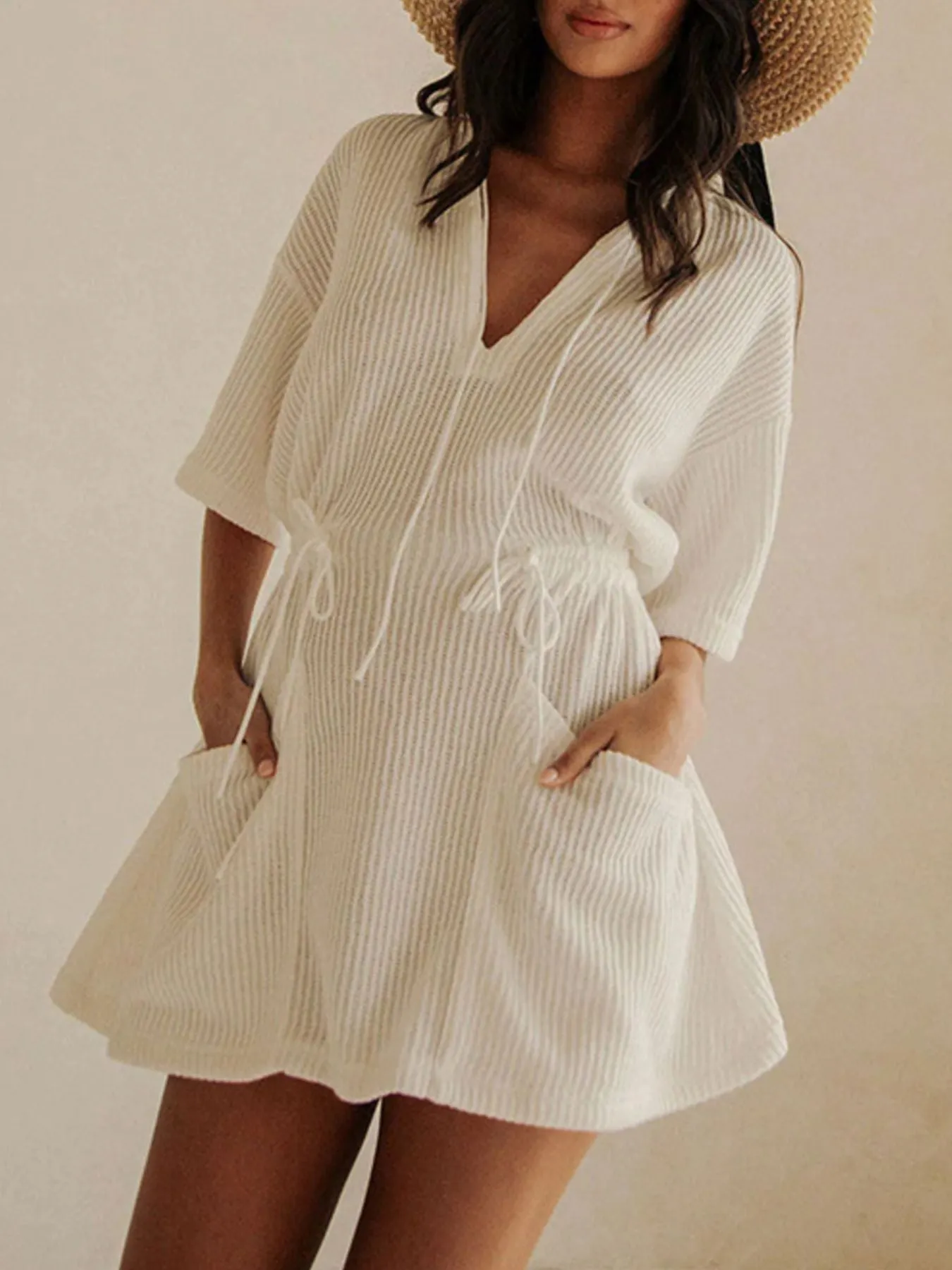 Relaxed Fit Half Sleeve Cover-Up Dress mysite idetrend