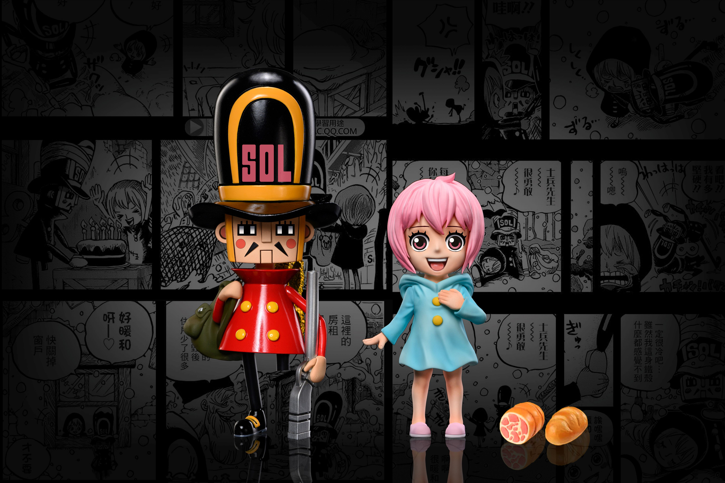 Dressrosa Arc Toy Soldier Kyros & Childhood Rebecca - ONE PIECE Resin ...