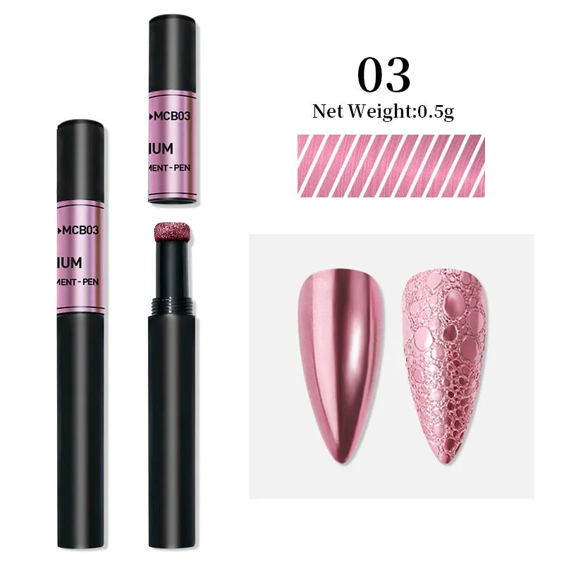 Nail Art Glitter Solid Mirror Powder Air Cushion Magic Pen Effect Chrome Pigment For Decorations UV Gel Polish Dust Accessories-Nail Inspo