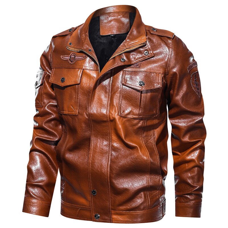 men's Classic Motorcycle Jackets Winter Warm Leather Jacket Male Multi-pocket Slim Outerwear Autumn Men High Quality Pu Coats