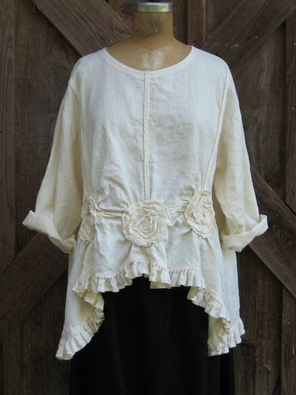 Elegant Rose Decoration Ruffle Hem Top