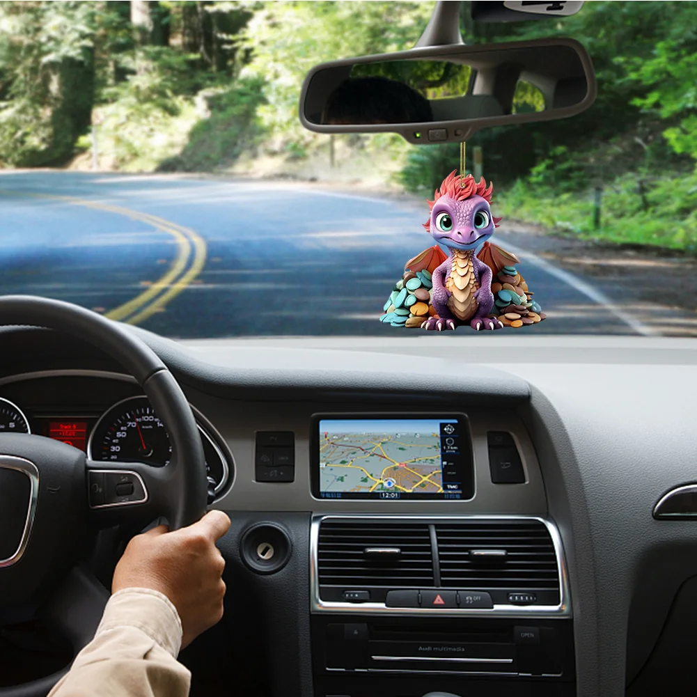 2 PCS Acrylic Flying Dragon Baby 2D Flat Dinosaur Xmas Tree Hangings Ornament