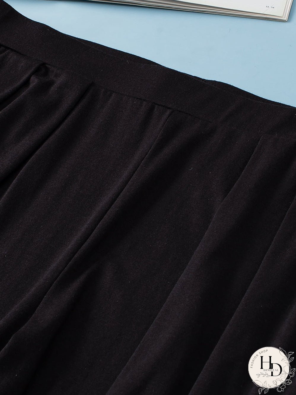 Black Plus Size Crop T-Shirt and Pleated Wide Leg Pants Set