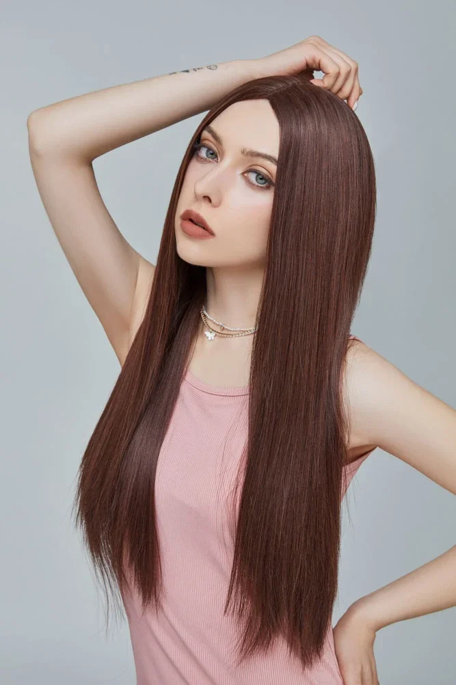 Hot Brazilian Long Straight T-Lace Front Wigs-elleschic