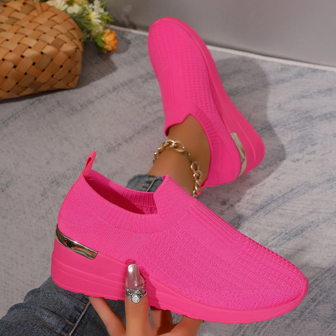 Yyvonne Women's Shoes In The Spring And Summer Of 2025 New Flying Mesh Shoes Children Leisure Sports Slopes And Thick-Soled Single Shoes