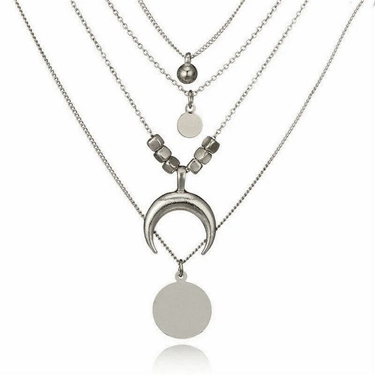 Layered Moon Stacked Necklace