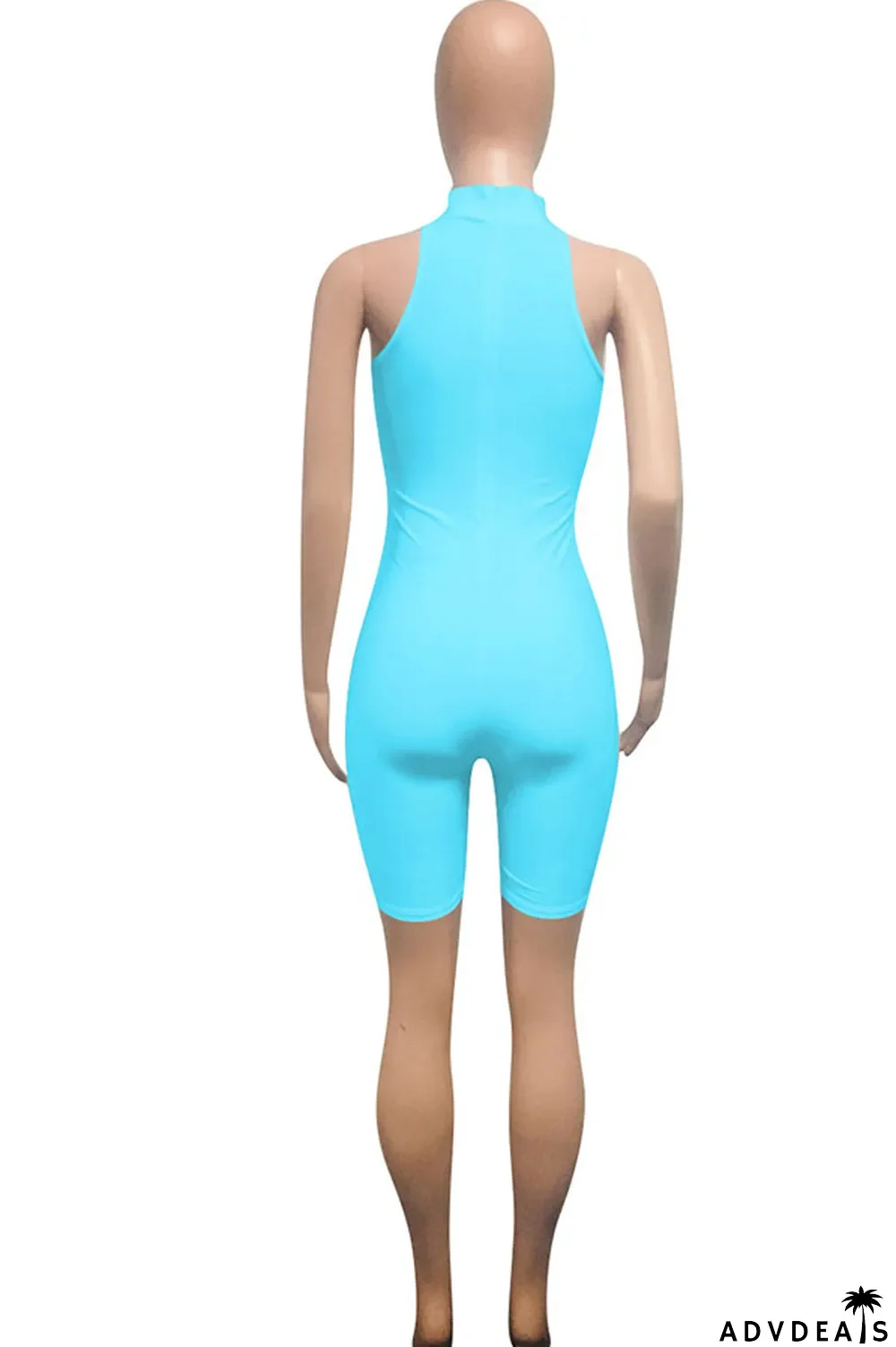 Grey Fashion street Solid Milk. Sleeveless O Neck Jumpsuits