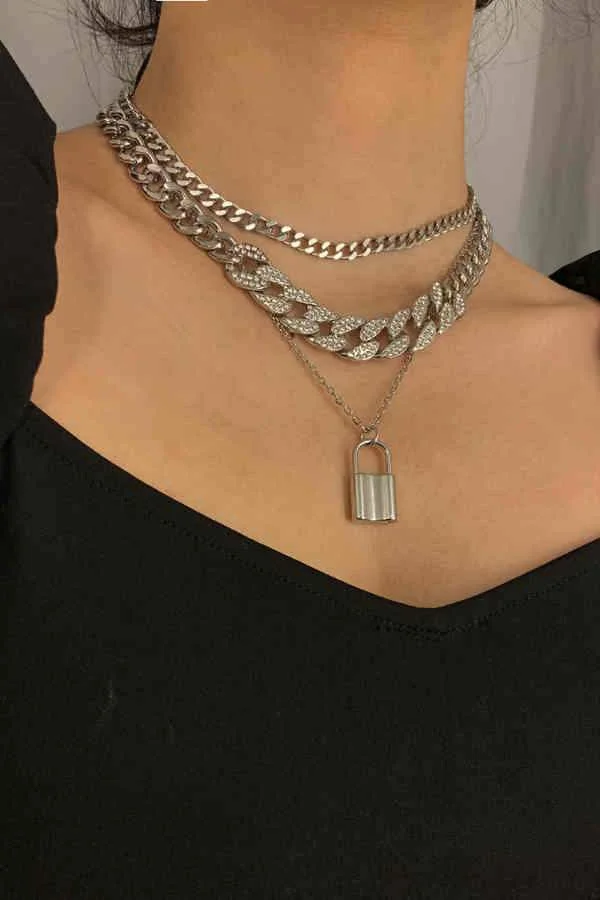 Fashion Hip-Hop Lock Necklace Set