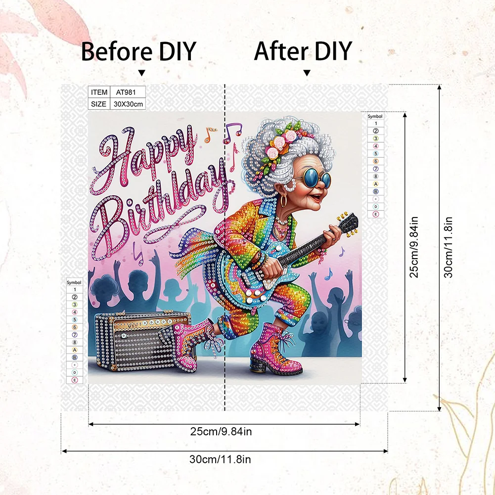 Diamond Painting - Partial Special Shaped Drill - Funny Granny(Canvas|30*30cm)