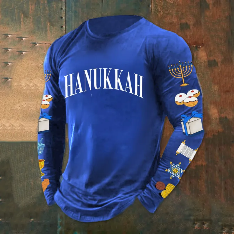 Men's Hanukkah Print Printed T-Shirt