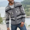 Men's Fashion Lapel Casual Jacquard Knit Sweater