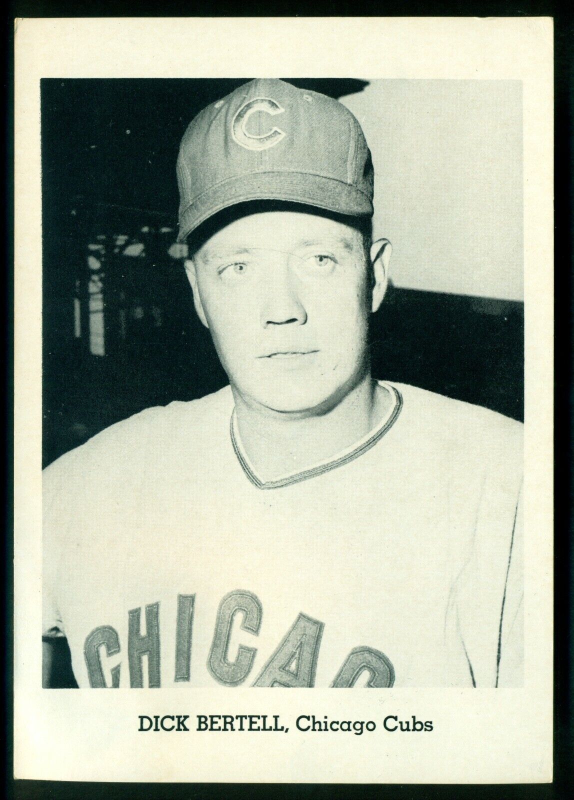 Original 1960's DICK BERTELL CHICAGO CUBS Team Issue B&W Photo Poster painting Card #2 sz 5X7