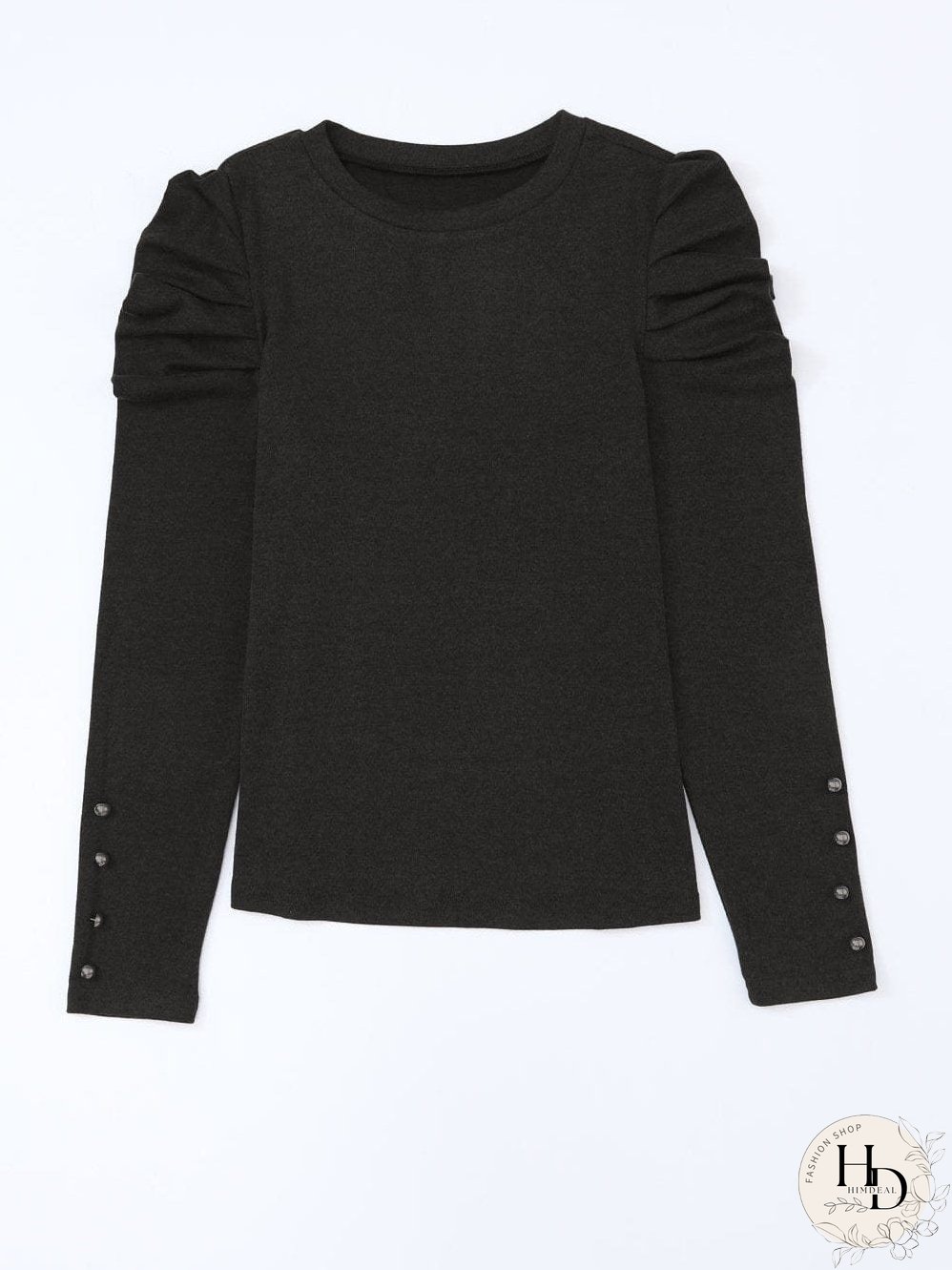 Chic Black Button Accent Sheath Top
