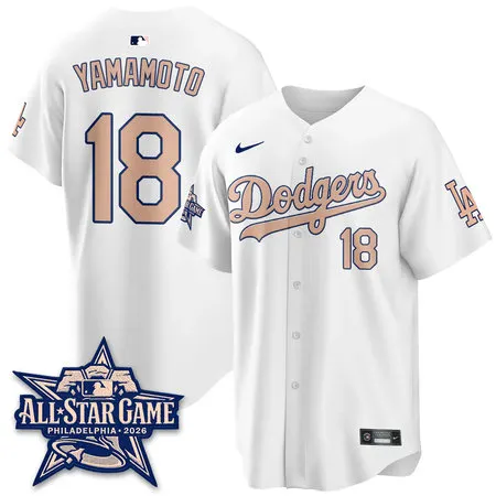Men's Los Angeles Dodgers #18 Yoshinobu Yamamoto White 2026 MLB All-Star Jersey