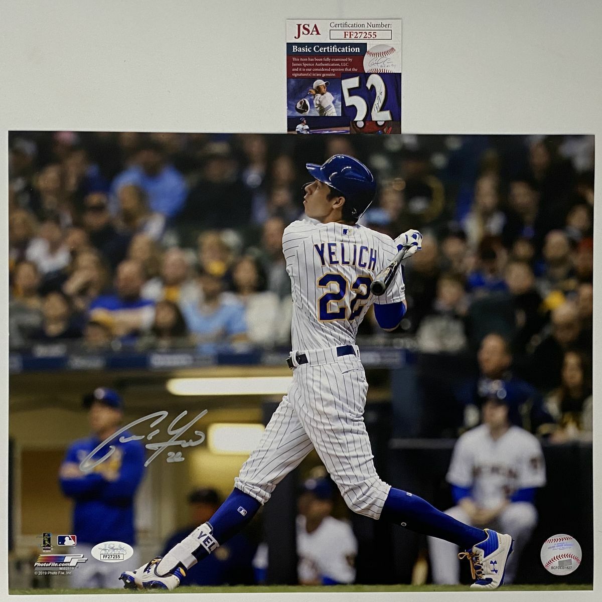 Autographed/Signed CHRISTIAN YELICH Milwaukee Brewers 11x14 Photo Poster painting JSA COA Auto