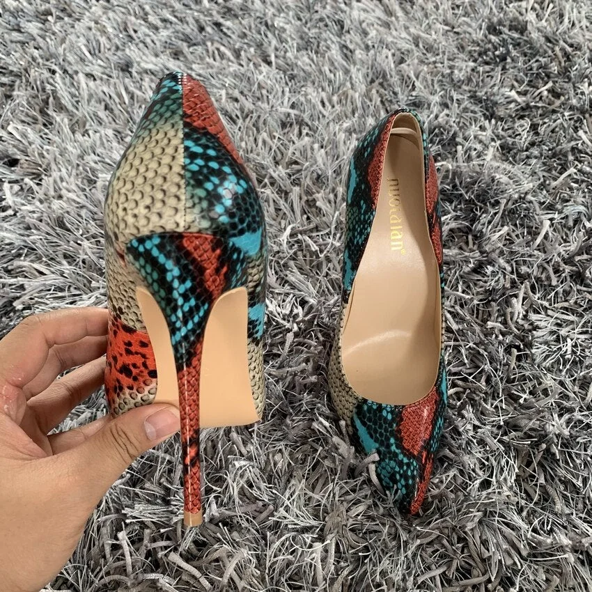 New fashion woman shoes snake printing party wedding shoes big size 35-42 sexy pointed toe female high heels pumps women shoes