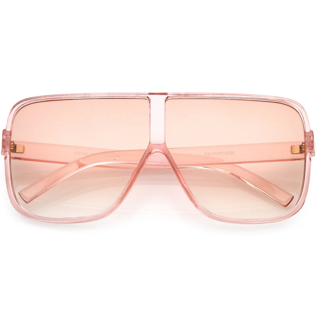 Oversize Translucent Square glasses Flat Top Color Tinted Lens 69mm