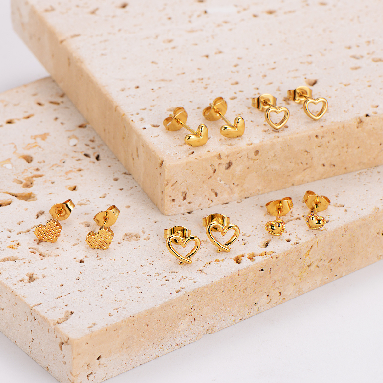 Aml Stainless Steel Ins Style Mini Earrings Love Earrings Irregular Earrings For Women