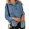 Chemise en jean &agrave; manches longues pour femme