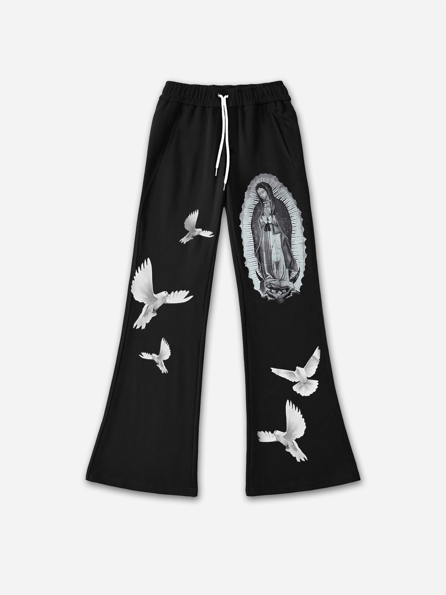 Dove Vintage Our Lady Of Guadalupe Graphic Flared Sweatpants - Sopula ｜Premium Graphic Tees & Graphic Streetwear