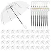 52 Inch Large Clear Bubble Umbrella Bulk with Classic Hook Handle Decorative Clear Wedding Dome Umbrella with Thank You Tags and Rope Guest Souvenirs for Wedding Party Bridal Favors