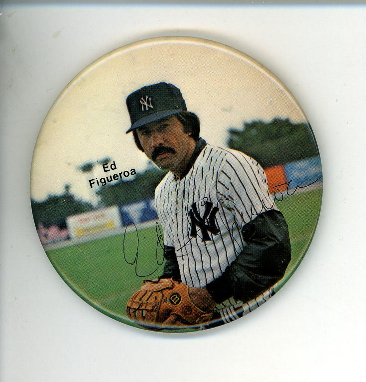 Ed Figueroa 1978 Vintage Photo Poster painting Button New York Yankees