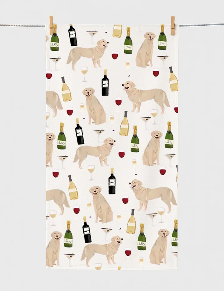 Golden Retriever And Wine Beach Towel