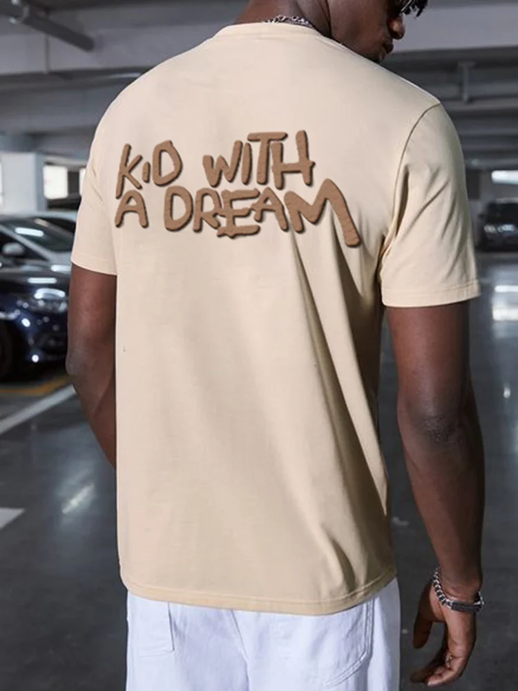 Tiboyz Kid With A Dream Short Sleeve Slogan Puff Print T-Shirt