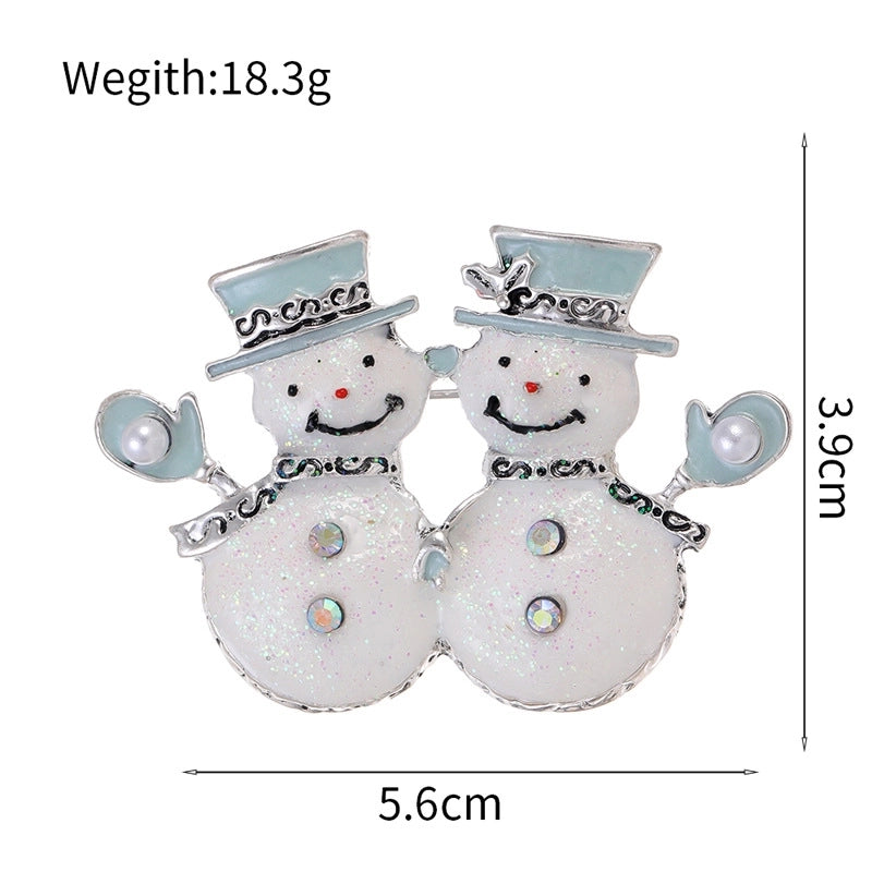 Cute Pin Gift Box Snowman Elk Zinc Alloy Enamel Plating Inlay Rhinestones Unisex Brooches