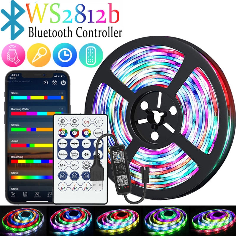 Led Strip Rgb Low Voltage Strip Ws2812b Horse Racing Breathing Flowing Water Desktop Atmosphere 5V Magic USB Light Bar