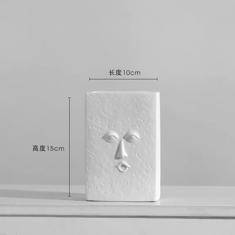 Athvotar Style Simple Face Ceramic Vase Decoration Living Room Flower Arrangement Creativity Light Luxury Table Dry Flower Home Decoration