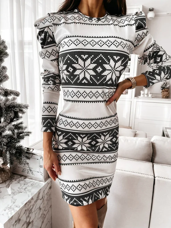 Women's sheath Christmas long-sleeved dresses Flusfy