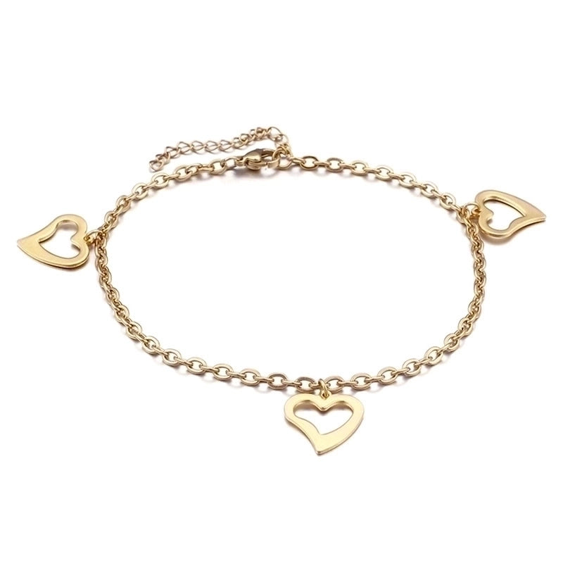 Minimalist Heart Titanium Steel 18K Gold Plated No Inlaid Anklet In Bulk