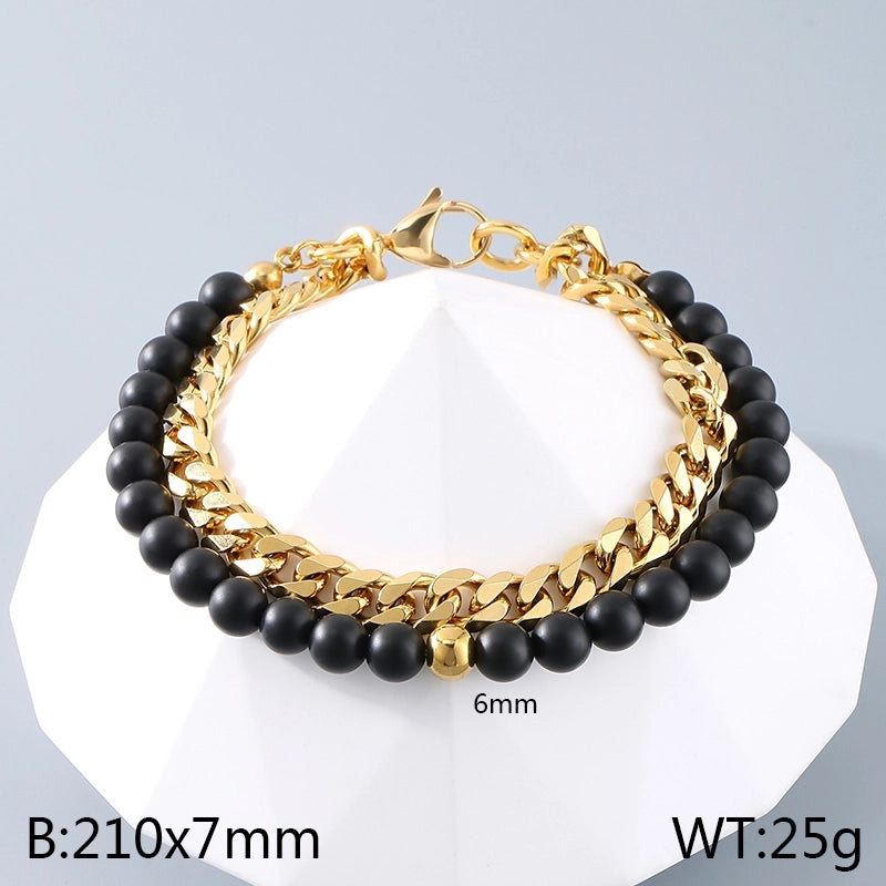 Minimalist Round 304 Stainless Steel Beaded Chain Cuban Link Chain Curb Chain Bracelets In Bulk