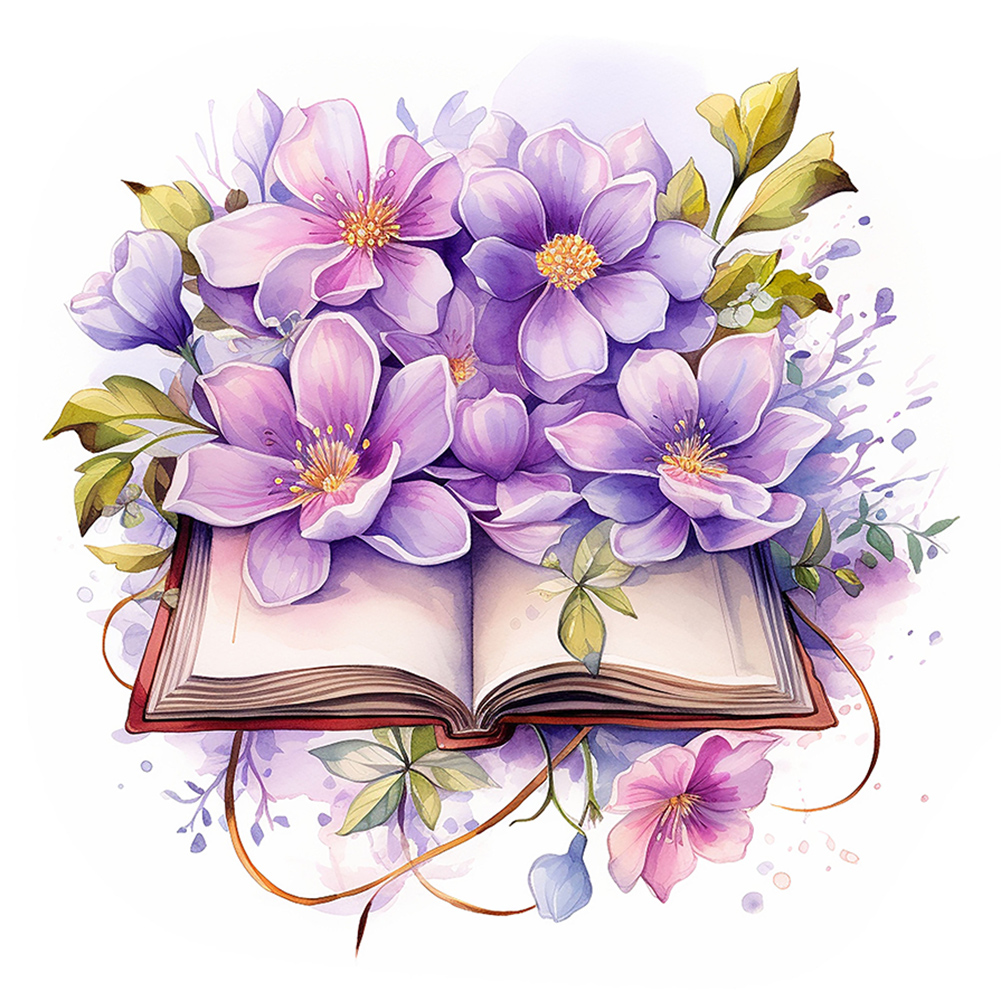 Flowers In A Book-Paint by Numbers-30x30cm