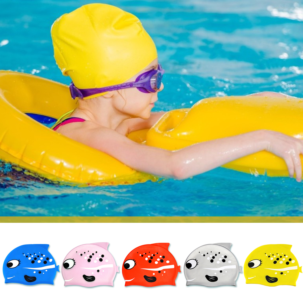 

Swimming Cap Elastic Kids Cartoon Protect Boys Girls Swim Pool Hat, Red, 501 Original