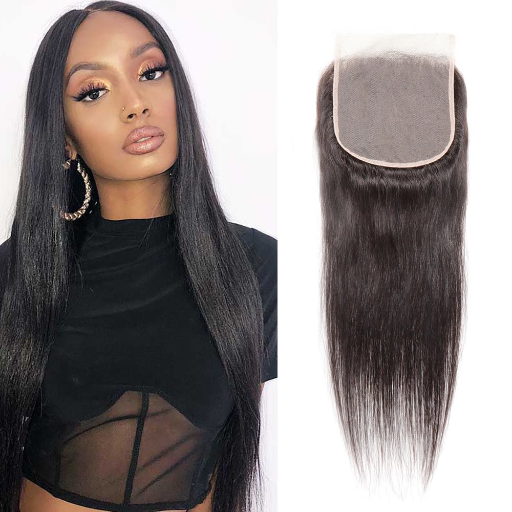 Brazilian Straight 6x6 Free Part Lace Closure 100% Unprocessed Human Hair Soft and Silky Lace Closure Natural Black with Baby Hair Zaesvini