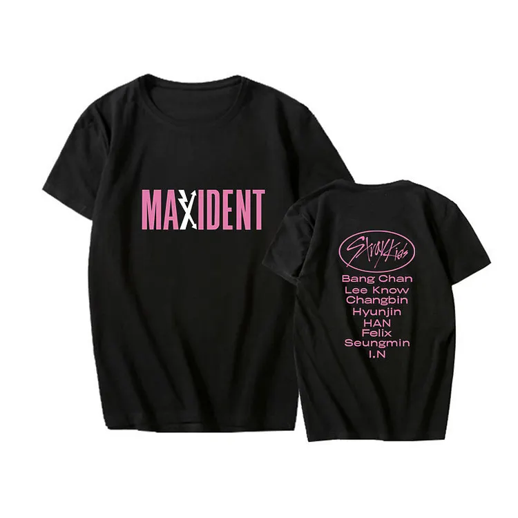 T-shirt Donna In Cotone Bianca Stray Kids MAXIDENT Maniac, Girocollo, Stampa Di Qualità