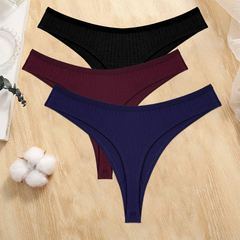 FINETOO 3PCS/Set Cotton G-string Women Lingerie Panties S-XL Thong Femmale Underwear Sexy Pantys Underpant Intimate Thong Girl