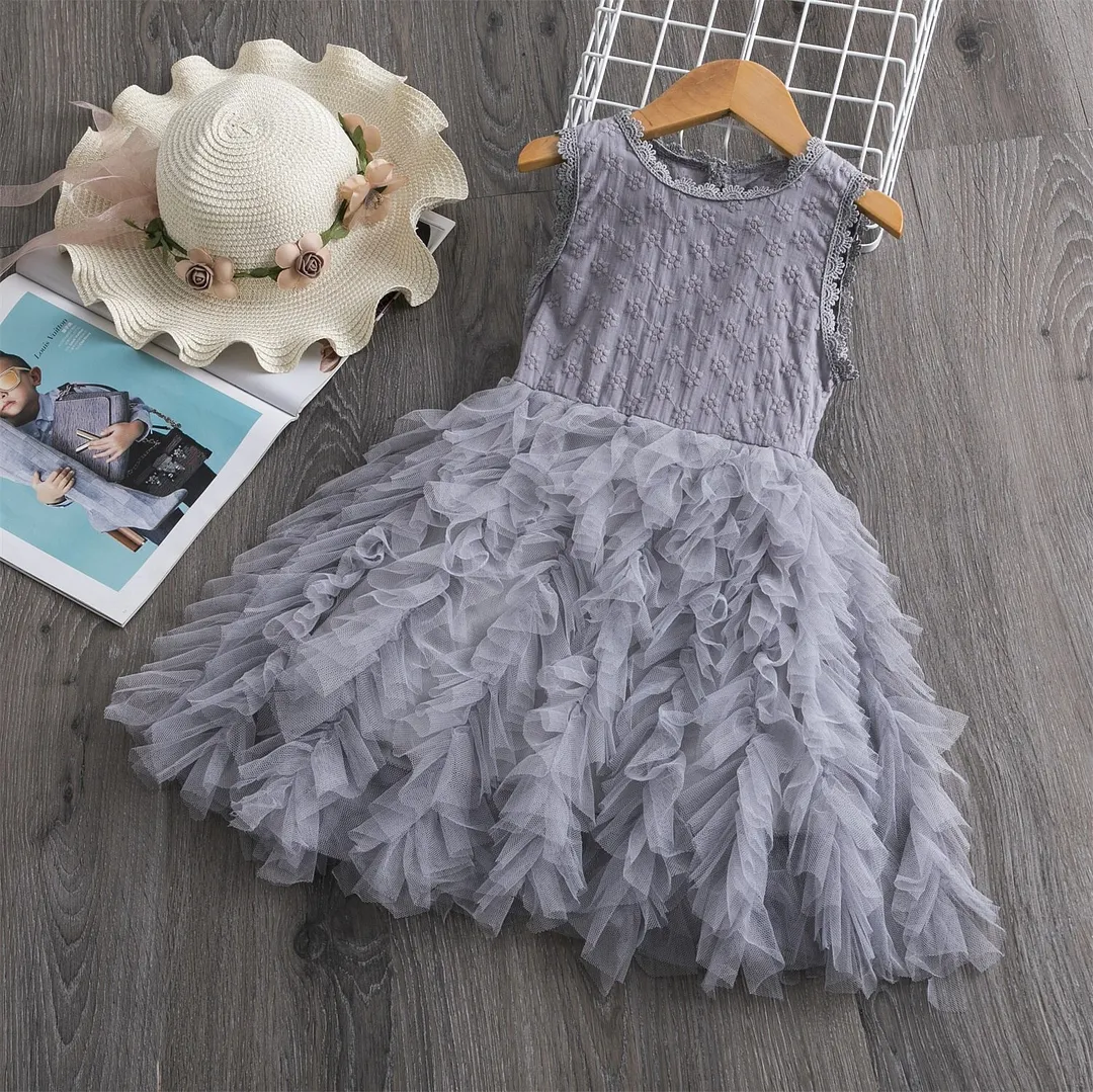 Summer Girls Dress Short Sleeve Lace Cake Kids Dresses For Girls Party Casual School Dress 3 6 8 Years Children Flower Clothes