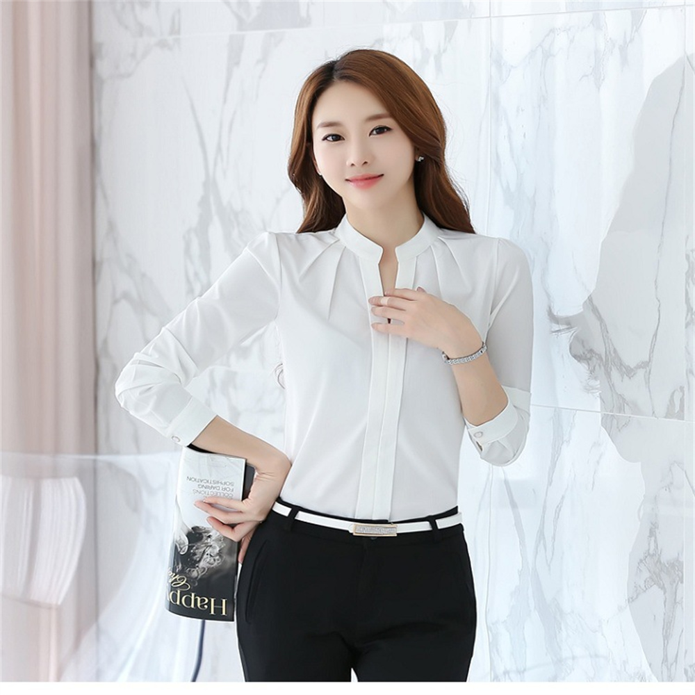 Txplogictic Female Blusas Mujer 2025 Spring Fashion V-neck Office Ladies Tops Solid Pink Blouse Women Long Sleeve Women Shirts Women Blouses