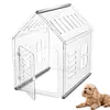 [US Local Warehouse] Acrylic Dog House Lockable Ventilated Modern Dogs Crate Clear Dog Playpen for Small and Medium Dogs Pets 24.02x15.75x23.62inch