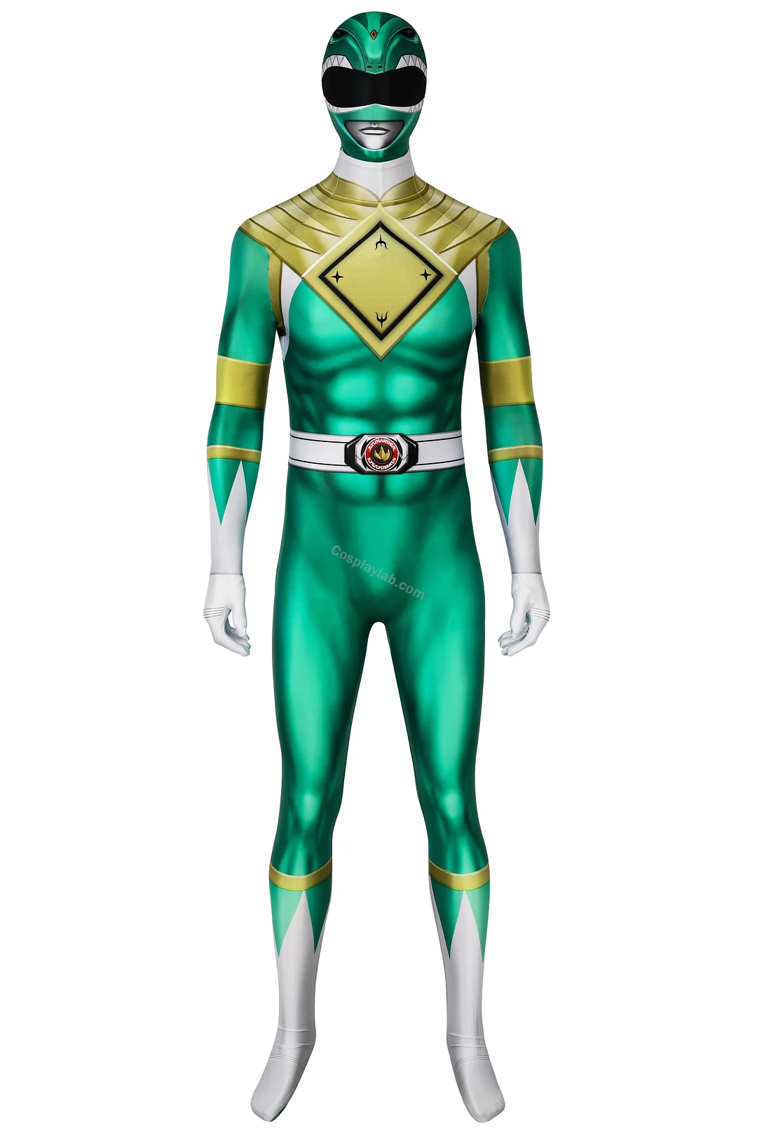 Green Ranger Cosplay Suit Power Rangers Green HQ Printed Spandex Costume Jumpsuit By CosplayLab