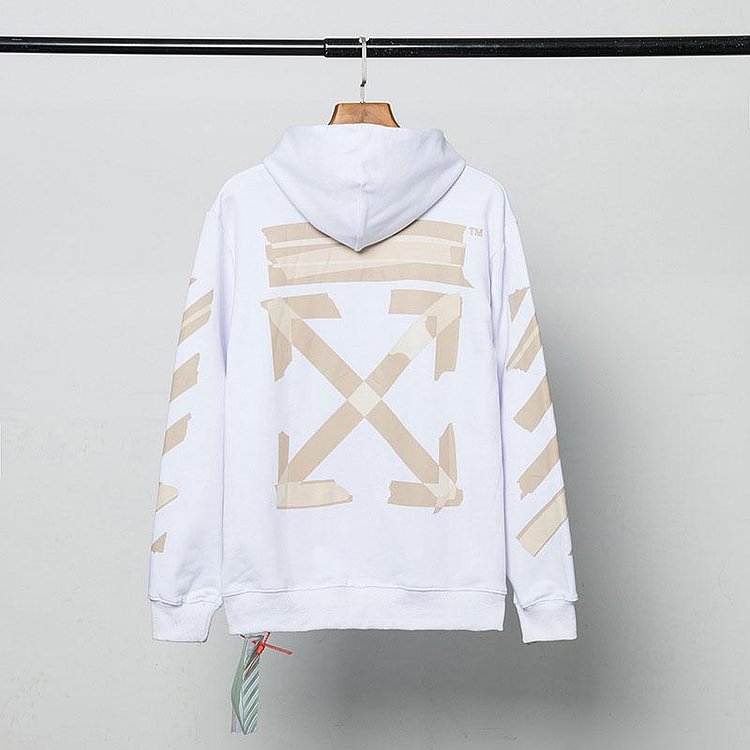 Off White Hoodie Arrow Plus Size Casual and Comfortable Cotton Men's Clothing Owt