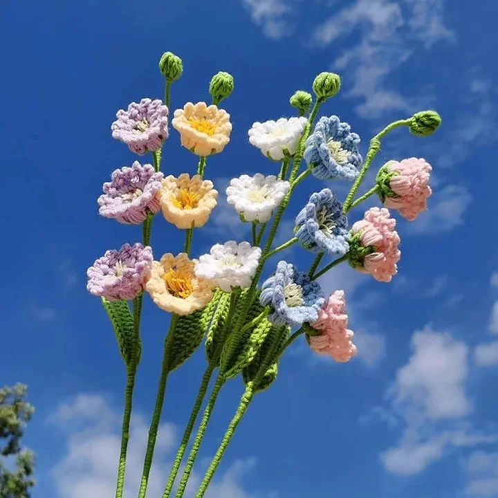 Mewaii Handmade Crochet Flowers Bouquet Finished Crochet For Gift