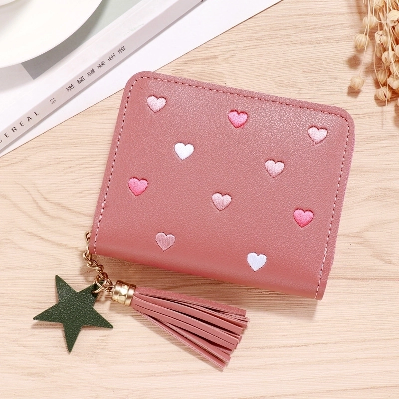 Women’s Solid Color Pu Leather Hook Loop Wallets