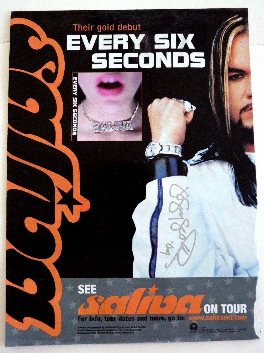 Josey Scott Saliva Signed Autographed Magazine Page Photo Poster painting PSA BAS Guaranteed F6