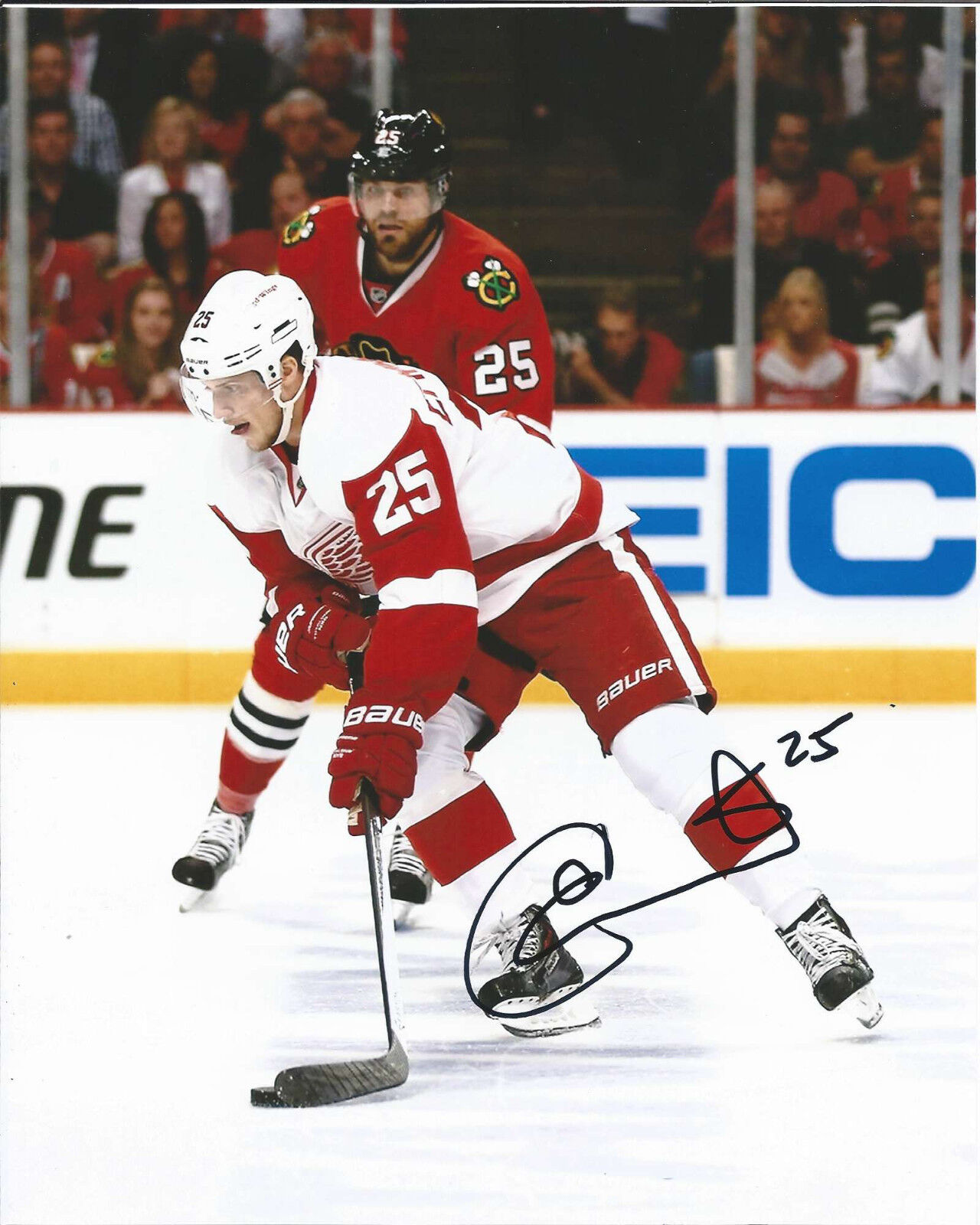 DETROIT RED WINGS CORY EMMERTON HAND SIGNED AUTHENTIC 8X10 Photo Poster painting NHL W/COA